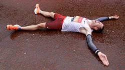 Peter Herzog nach seinem österreichischen Rekord im Ziel beim London-Marathon 2020