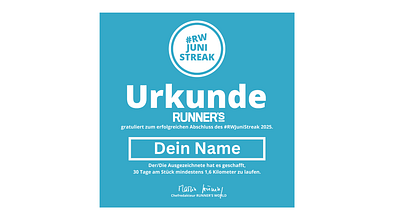 RWJuniStreak 2025-Urkunde