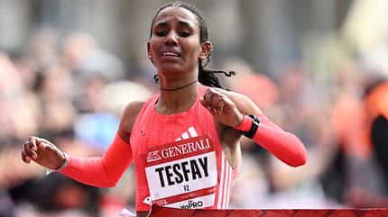 Fotyen Tesfay beim Berliner Halbmarathon 2025