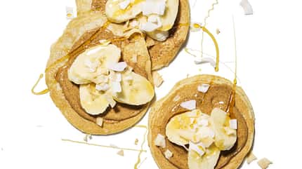 RW 0820 Läuferküche Pancakes Banane, Mandelmus, Kokosraspel
Pancake