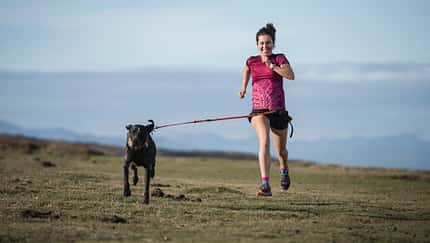 Canicross: Läuferin mit Hund