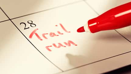 "Trail Run" marked in red on calendar