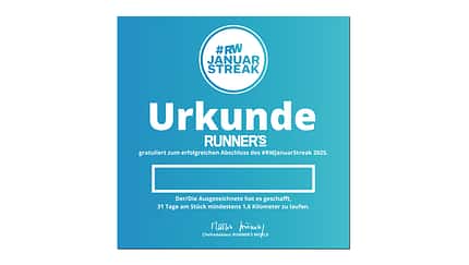Die Urkunde zum #RWJanuarStreak 2025