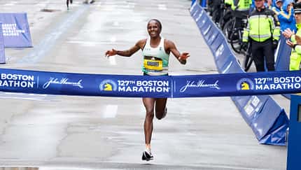 Hellen Obiri beim Boston-Marathon