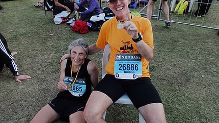 Im Ziel des Comrades-Marathons