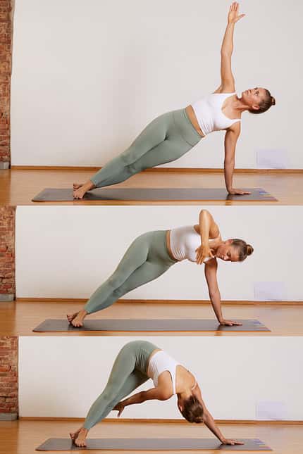 Pilates für Läufer: Seitstütz mit Rumpfdrehung Pilates für Läufer: Seitstütz mit Rumpfdrehung