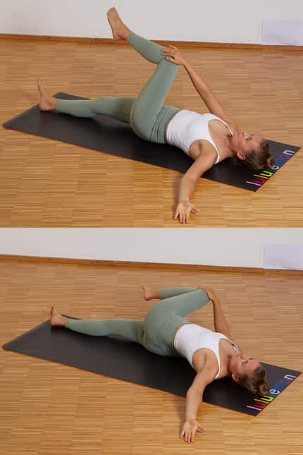 Pilates für Läufer: Hüftrotation, liegend Pilates für Läufer: Hüftrotation, liegend
