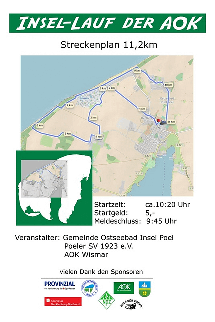 Insellauf Poel: Streckenplan 11,2 km Insellauf Poel: Streckenplan 11,2 km